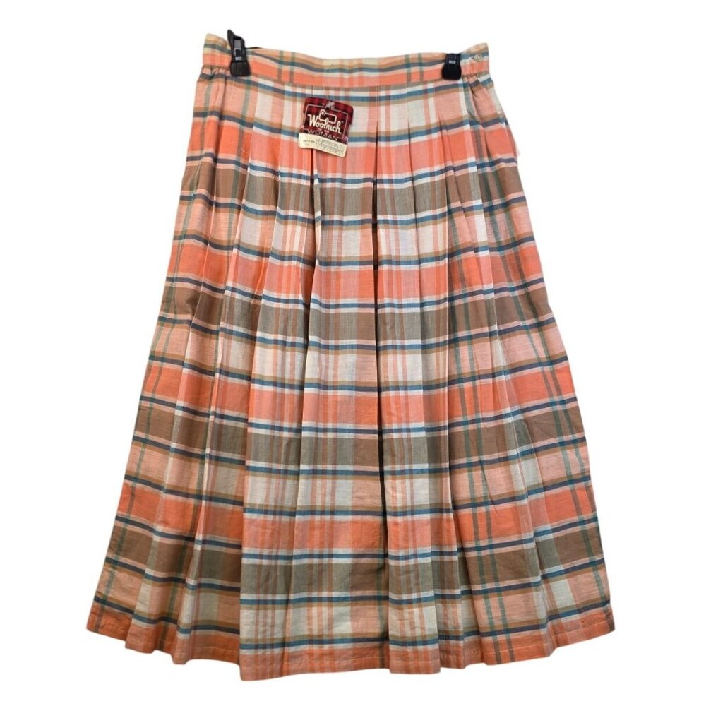 Vintage Woolrich Plaid Midi Skirt 6 Multicolor Cotton Country Preppy Vibrant